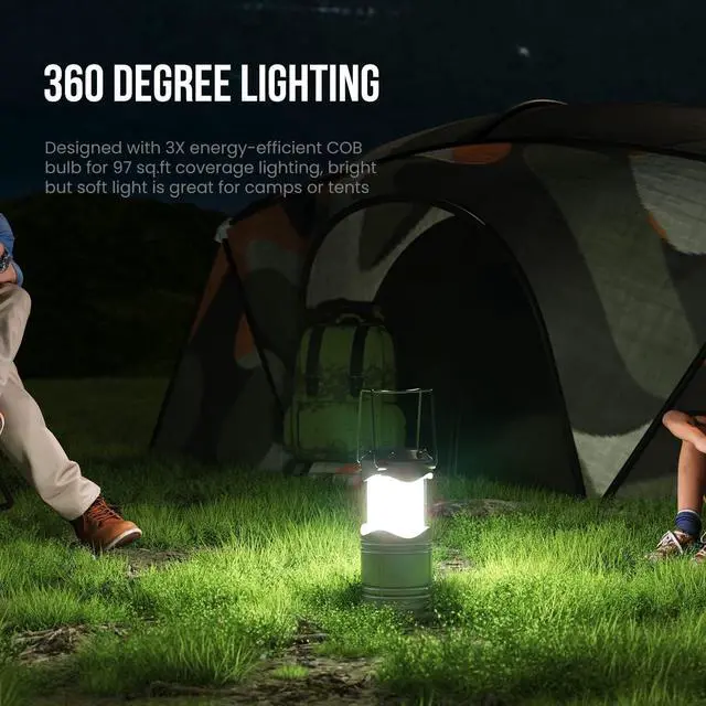 Alt view image 3 of 7 - Lichamp LED Lanterns, 4 Pack Pop Up Lanterns for Power Outages, Bright Battery Powered Hanging Lanterns for Outdoor Camping Hiking, Emergency Survival Lights for Hurricane Collapsible, Dark Gray