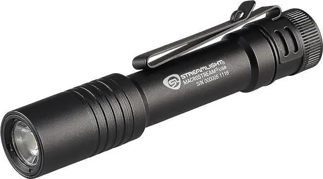 Main image of Streamlight 66320 MacroStream USB 500-Lumen 2000 Candela Rechargeable EDC Compact LED Flashlight with USB Cable, Black