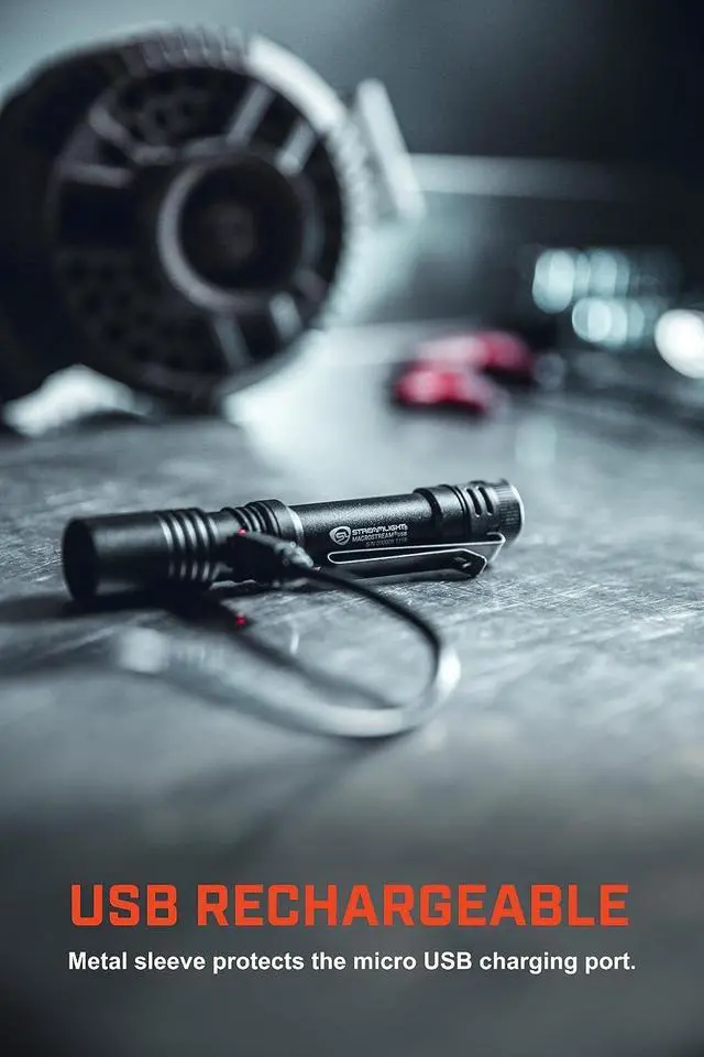 Alt view image 5 of 7 - Streamlight 66320 MacroStream USB 500-Lumen 2000 Candela Rechargeable EDC Compact LED Flashlight with USB Cable, Black