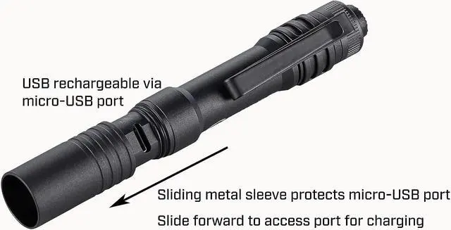 Alt view image 4 of 6 - 66608 MicroStream 250-Lumen EDC Ultra-Compact Flashlight with USB Rechargeable Battery Clear Retail Packaging Coyote