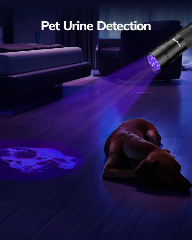 Alt view image 2 of 7 - Blacklight Flashlights uv Flashlight 12 LED 395nm Ultraviolet Blacklight 2 PCS Black Light Flashlight Mini Torch Light Pet Urine Detector Light for Dog/Cat Dry Stains Resin Curing Bed Bug