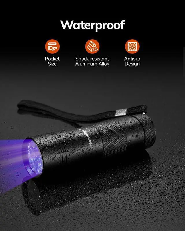 Alt view image 5 of 7 - Blacklight Flashlights uv Flashlight 12 LED 395nm Ultraviolet Blacklight 2 PCS Black Light Flashlight Mini Torch Light Pet Urine Detector Light for Dog/Cat Dry Stains Resin Curing Bed Bug