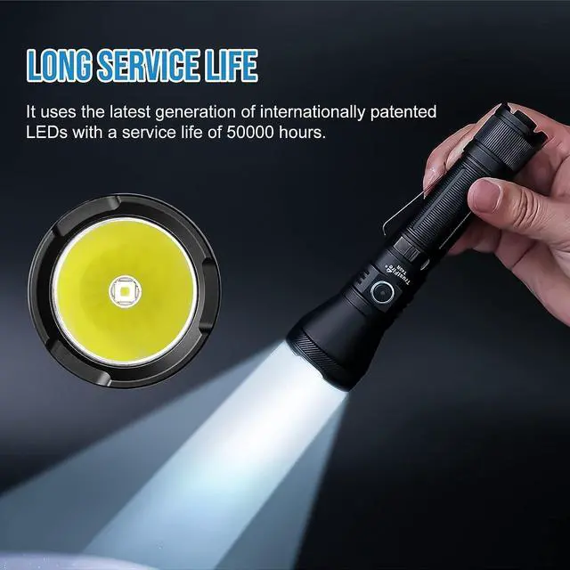 Alt view image 5 of 7 - T40R Tactical Flashlights 1800 Lumen Flashlights High Lumens 550 Meter Beam Reach Rechargeable Flashlights Ip68 LED Flashlight 6 Modes Dual Switch Flashlights