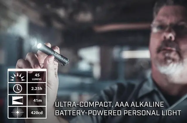 Alt view image 7 of 7 - 66318 MicroStream 45-Lumen Everyday Carry Pocket Flashlight with AAA Alkaline Battery Black