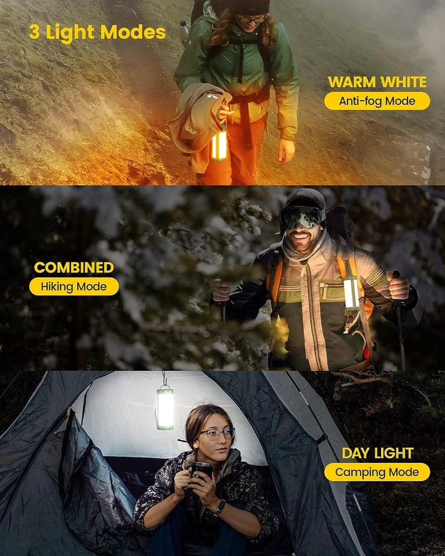 Alt view image 3 of 6 - Glocusent Survival Camping Lantern, 106LED with 5 Brightness, Up to 1200LM, 3 Modes & SOS, Rechargeable for 80hrs, IP68 Waterproof, Small & Light, Emergency Light for Blackout, Hurricane, Hiking