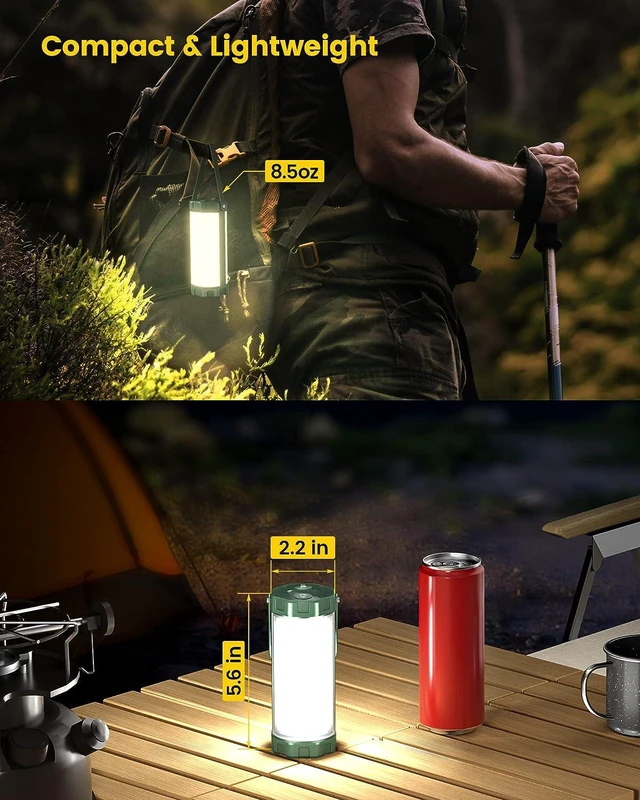 Alt view image 6 of 6 - Glocusent Survival Camping Lantern, 106LED with 5 Brightness, Up to 1200LM, 3 Modes & SOS, Rechargeable for 80hrs, IP68 Waterproof, Small & Light, Emergency Light for Blackout, Hurricane, Hiking