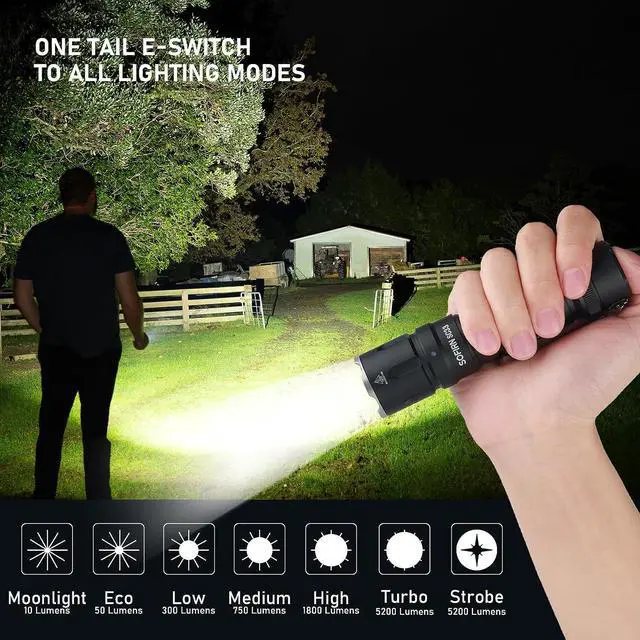 Alt view image 3 of 7 - Tactical Flashlight Rechargeable Flashlights High Lumens - Sofirn SC33 Super Bright Flashlight 5200 Lumens, Powerful Flashlight High Powered, Waterproof LED Flashlights for Home Camping Outdoor Work