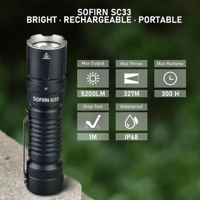 Alt view image 5 of 7 - Tactical Flashlight Rechargeable Flashlights High Lumens - Sofirn SC33 Super Bright Flashlight 5200 Lumens, Powerful Flashlight High Powered, Waterproof LED Flashlights for Home Camping Outdoor Work