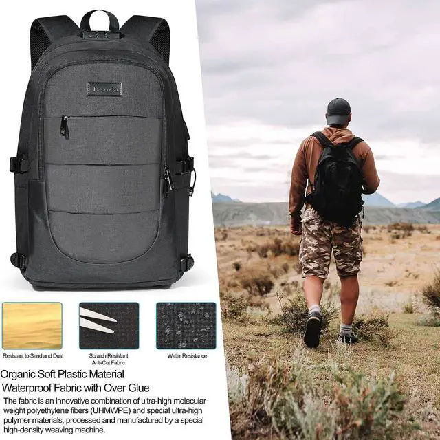 Alt view image 6 of 6 - Tzowla Laptop Travel Slim School Backpack Water Resistant Anti-Theft Bag with USB Charging Port and Lock 15.6 Inch Computer Business Backpacks for Men Women College Student Gift,Bookbag Casual Daypack