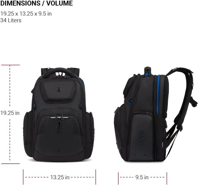 Alt view image 6 of 7 - Gaming Laptop Backpack with USB Charger Port, Blue/Black