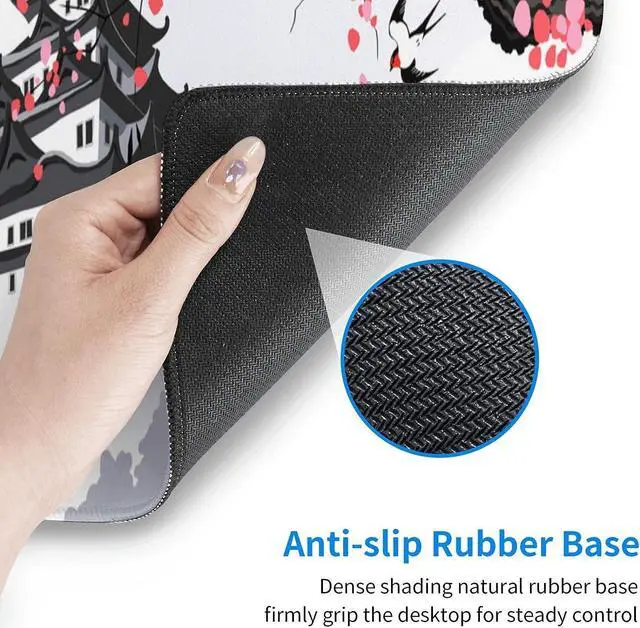 Alt view image 7 of 7 - Japanese Cherry Blossom White Gaming Mouse Pad XXL Large Gaming Laptop Anime Mouse Pad Sakura Big Desk Pads Extended PC Keyboard Waterproof and Non-Slip 31.5x11.8inches Mices Pad Japan