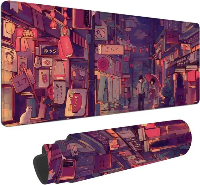 Main image of Anime Desk Mat Cute Anime Tokyo Street Mouse Pad Large Gaming Desk Pad Extended Laptop Computer Keyboard Mat Desk Mats on Top of Desks 31.5x11.8 inch