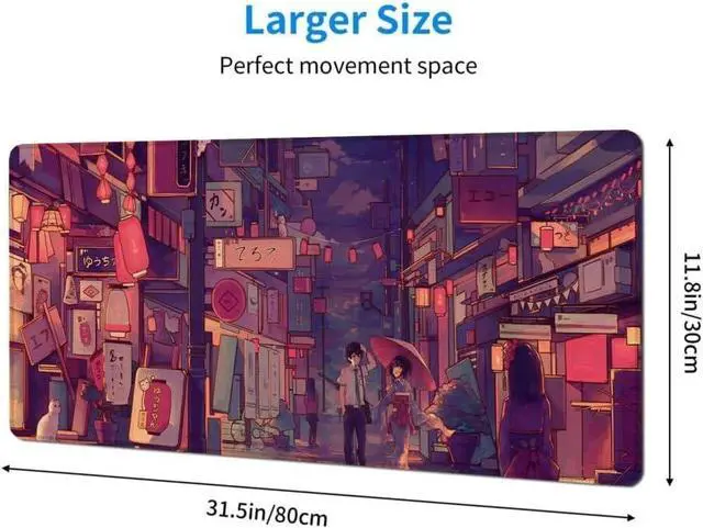 Alt view image 2 of 7 - Anime Desk Mat Cute Anime Tokyo Street Mouse Pad Large Gaming Desk Pad Extended Laptop Computer Keyboard Mat Desk Mats on Top of Desks 31.5x11.8 inch