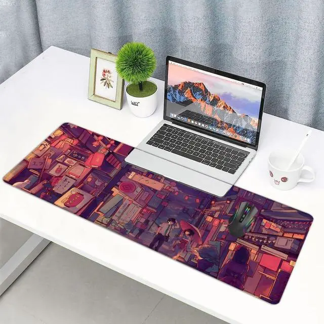 Alt view image 3 of 7 - Anime Desk Mat Cute Anime Tokyo Street Mouse Pad Large Gaming Desk Pad Extended Laptop Computer Keyboard Mat Desk Mats on Top of Desks 31.5x11.8 inch