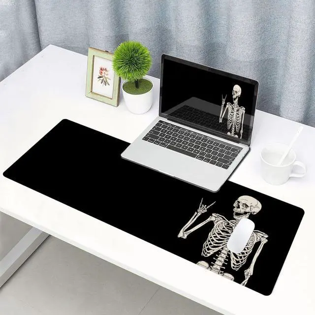 Alt view image 6 of 6 - Large Mouse Pad Extended Gaming Mousepad Non-Slip Rubber Base Keyboard Mouse Mat Desk Pad for Gamer Laptop Office & Home 31.5 x 11.8 in Black Skull