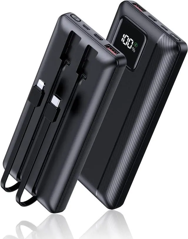 Main image of Power-Bank-Portable-Charger - 16000mAh Power Bank Support PD 30W and QC4.0 Fast Charger with Built-in 2 Output Cable and LED Display for iPhone and Android Phones and Most Electronic Devices