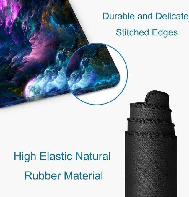 Alt view image 5 of 6 - Gaming Mouse Pad Large Non-Slip Rubber Base Mousepad Keyboard Mouse Mat Desk Pad with Stitched Edges 31.5x11.8inch Dazzling Galaxy