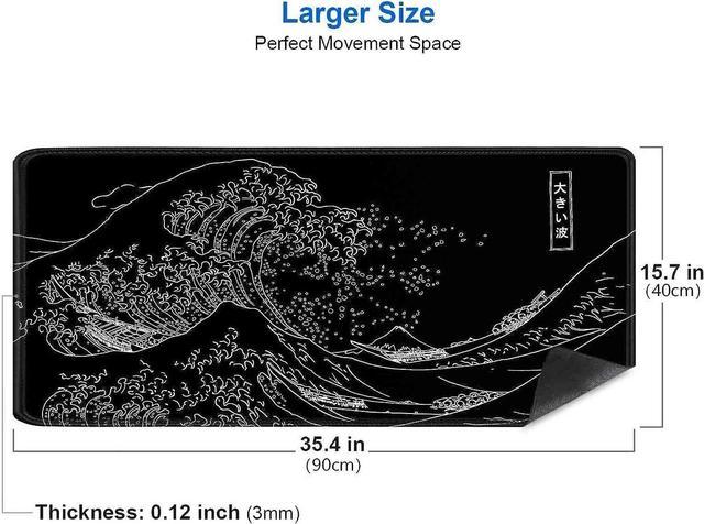Viorichve Japanese Sea Wave Gaming Mouse Pad Extended Large Mouse Pad XXL  Big Desk Mat 31.06