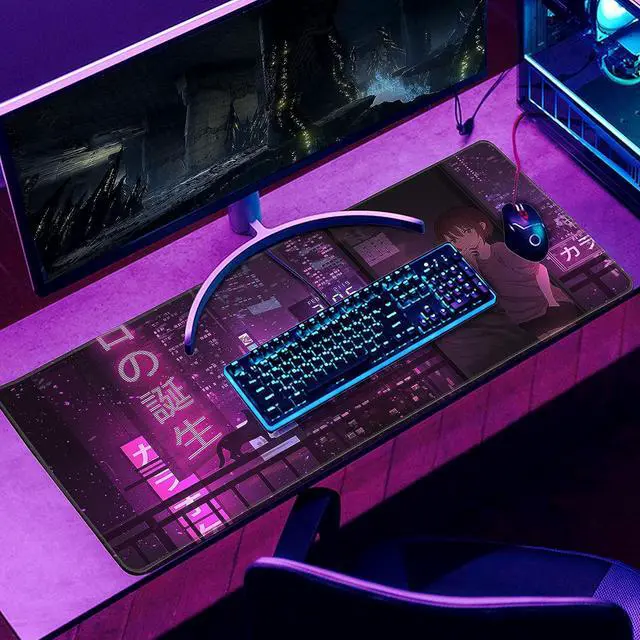 Alt view image 6 of 7 - Purple Anime Gaming Mouse Pad XXL Extended Japanese Desk Mat Cool Large Mouse Pad 31.5X15.7 Mouse Mat Desk Pad 3mm Thick Long Non-Slip Rubber Base Mice Pad - Tokyo Night