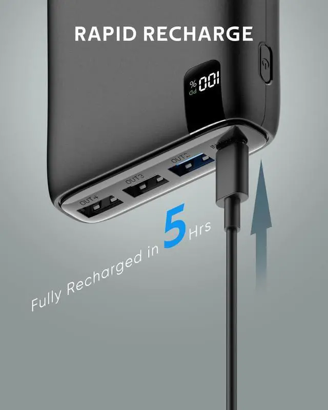 Alt view image 6 of 7 - CONXWAN Portable Charger 26800mAh Power Bank 22.5W Fast Charging, 4 USB Outputs PD External Backup Charger Cell Phone USB C Battery Pack Compatible with iPhone Tablets Galaxy Android