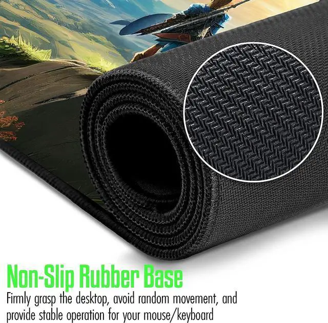 Alt view image 4 of 7 - Zelda XXL Gaming Mouse Pad Extra Large Extended Non Slip Mouse Pad - Keyboard and Mouse Desk Pad Anime Gaming Mouse Mat for Computer 31.5 x 15.7 in