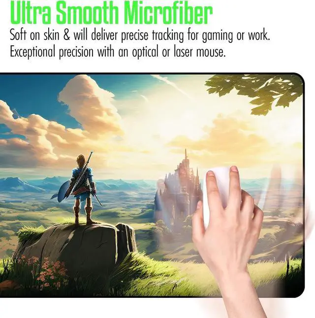 Alt view image 5 of 7 - Zelda XXL Gaming Mouse Pad Extra Large Extended Non Slip Mouse Pad - Keyboard and Mouse Desk Pad Anime Gaming Mouse Mat for Computer 31.5 x 15.7 in