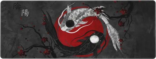 Alt view image 2 of 7 - Browrrsson Japanese Art Mouusepad Japanese Art Koi Fish Gaming Mouse Pad Extended Stitched Edges Mousepad Large Mouse Mat Desk Pad Personalized The Office Mouse Pad 31.5 X 11.8 Inch