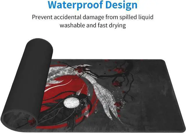 Alt view image 5 of 7 - Browrrsson Japanese Art Mouusepad Japanese Art Koi Fish Gaming Mouse Pad Extended Stitched Edges Mousepad Large Mouse Mat Desk Pad Personalized The Office Mouse Pad 31.5 X 11.8 Inch