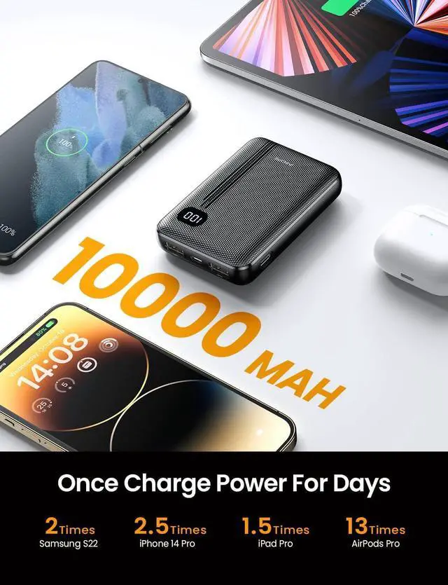 Alt view image 7 of 7 - AINOPE Small Portable Charger for iPhone, Mini 10000mAh Power Bank,20W PD Fast Mini Mobile Power Bank,Small Portable Charger Power Bank for iPhone 15/14/13/12/11/XR/8/7/6 etc,Samsung Galaxy Android