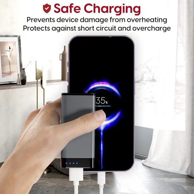 Alt view image 4 of 7 - TALK WORKS Portable Charger - Fast Charging Power Bank Compatible with iPhone 13/Pro/Pro Max, 14/Plus/Pro/Pro Max, 12, 11, XR, XS, X, 8, 7, 6, SE, iPad, Android - External Cell Phone Backup (Grey)