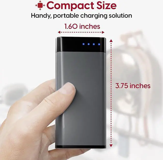 Alt view image 3 of 7 - TALK WORKS Portable Charger - Fast Charging Power Bank Compatible with iPhone 13/Pro/Pro Max, 14/Plus/Pro/Pro Max, 12, 11, XR, XS, X, 8, 7, 6, SE, iPad, Android - External Cell Phone Backup (Grey)