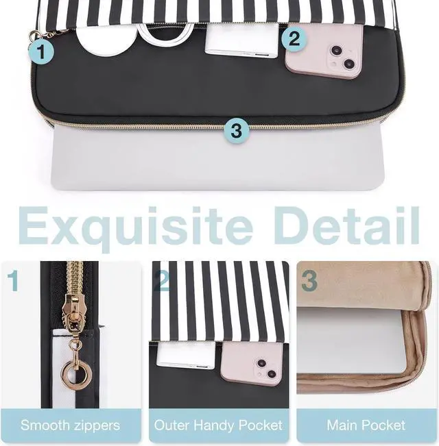 Alt view image 6 of 7 - Laptop Sleeve Bag Laptop Case Compatible with MacBook Air/Pro Retina 13-13.3 inch Notebook Compatible with MacBook Pro 14 inch 2021 2022 M1 Pro/Max A2442 Computer Bag with Pocket Black