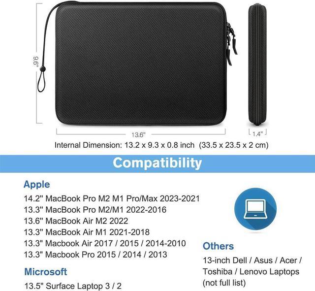 Alt view image 2 of 7 - Hard Sleeve Case for MacBook Pro 14-inch 2023-2021 M2 M1 13 MacBook Air 2022-2018 13 MacBook Pro 2022-2016 Waterproof Case for Dell XPS 13 Surface Laptop HP Acer Black