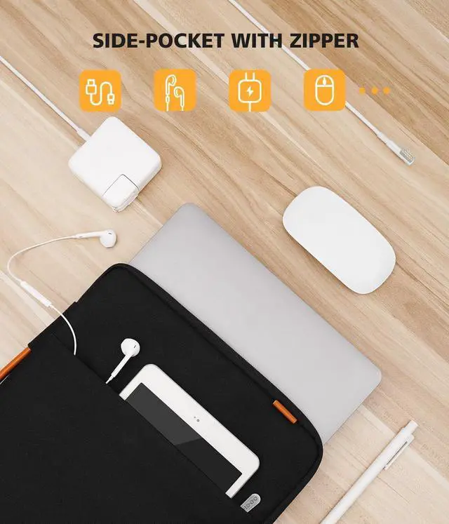 Alt view image 4 of 6 - 13.5-14 inch Laptop Sleeve Case Carrying Bag Handle for 15 MacBook Air M2/ 13.5 Surface Book 3 /Surface Laptop Studio / 14 Lenovo ThinkPad P14s L14 T14 E14 / ThinkPad X1 Yoga Carbon HP Acer