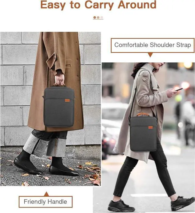 Alt view image 7 of 7 - 13.3-14 Inch Laptop Sleeve Bag Fits MacBook Pro M3/M2 14 2023 MacBook Pro 13 M2 New MacBook Air 13.6 M3/M2 2024/2022 Tab S8 Ultra 14.6 Handle Carrying Case with Shoulder Strap Black & Gray