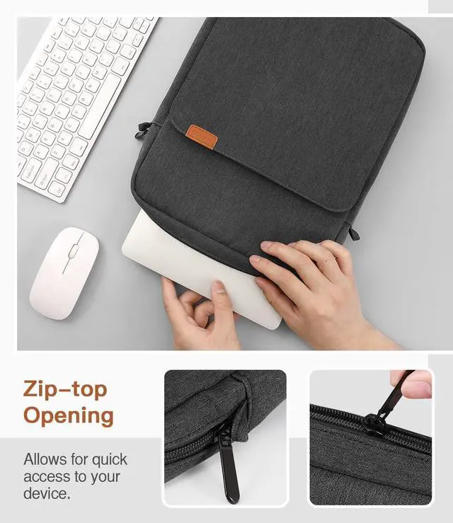 Alt view image 6 of 7 - 13.3-14 Inch Laptop Sleeve Bag Fits MacBook Pro M3/M2 14 2023 MacBook Pro 13 M2 New MacBook Air 13.6 M3/M2 2024/2022 Tab S8 Ultra 14.6 Handle Carrying Case with Shoulder Strap Black & Gray