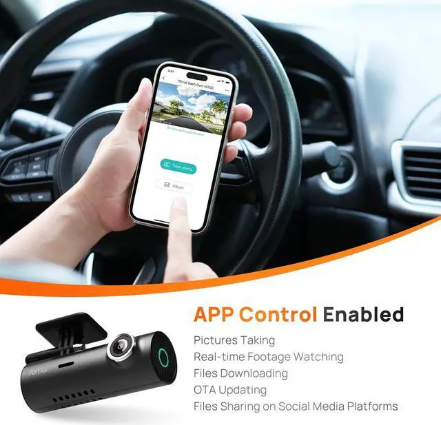 Alt view image 7 of 7 - 70mai Dash Cam M300, 1296P QHD, Built in WiFi Smart Dash Camera for Cars, 140° Wide-Angle FOV, WDR, Night Vision, iOS/Android Mobile App