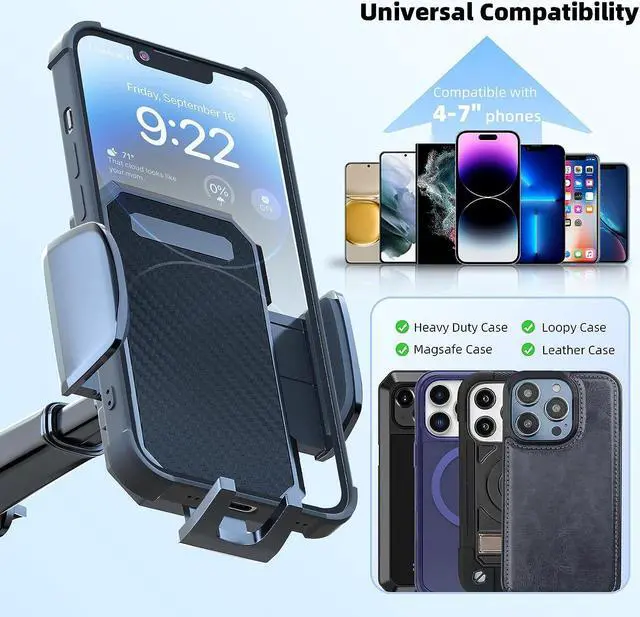 Alt view image 7 of 7 - FBB Phone Mount for Car, [ Off-Road Level Suction Cup Protection ] 3in1 Long Arm Suction Cup Holder Universal Cell Phone Holder Mount Dashboard Windshield Vent Compatible with All Smartphones