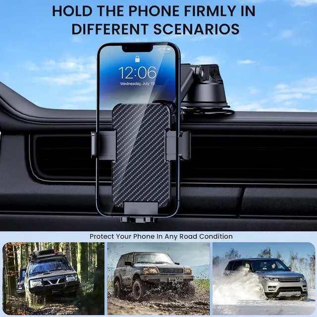 Alt view image 7 of 7 - Phone Holder Car [Military Grade Suction Ultra Strong Base] Cell Phone Car Holder 3 in 1 Phone Mount for Car Dashboard Windshield Air Vent Hands-Free Car Phone Holders for iPhone Android Phones