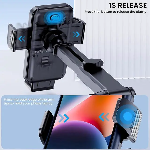 Alt view image 6 of 6 - Phone Holder Car Mount for iPhone [Powerful Suction]Phone Mount for Car Dashboard Windshield Air Vent Universal Accessories [Thick Cases Friendly]Automobile Cell Phone Holder Fit for iPhone Smartphone