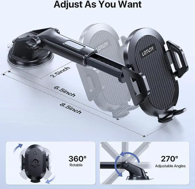 Alt view image 7 of 7 - Universal Phone Mount for Car, Reliable Suction Hands-Free Car Phone Holder Mount, Automobile Cell Phone Holder Car for Dashboard Windshield Vent Fit for All Smartphones