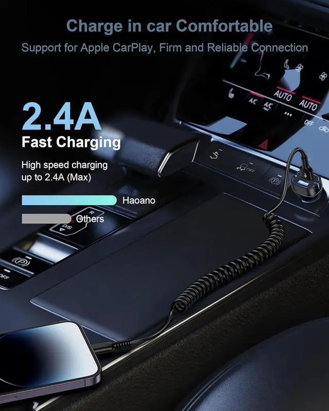 Alt view image 2 of 7 - Coiled Lightning Cable Apple Carplay iPhone Charger Cord for Car Retractable USB Lightening Wire Fast Charging for iPhone 14 Pro Max 14 Plus 13 12 Pro Max Mini 11 XR XS 8 iPad Auto Car Charger Cord