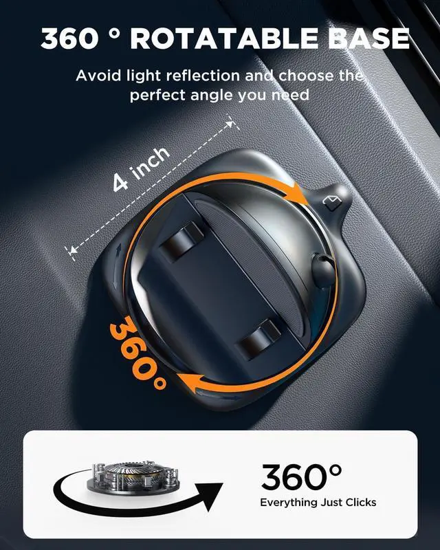 Alt view image 4 of 7 - Phone Holders for Your Car 360 Rotatable Cell Phone Car Mount Adjustable Spring Design Dashboard Phone Mount for Car One-Hand Operation for iPhone 16 pro  S25 All 4-7 Phones