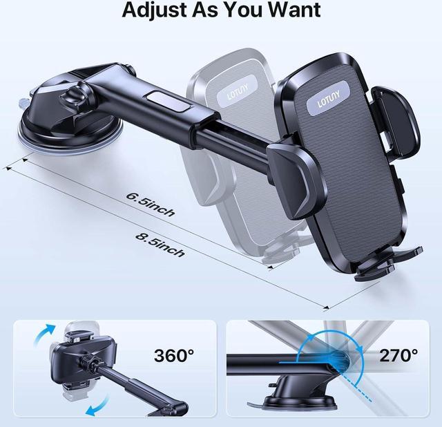 Alt view image 5 of 6 - Car Phone Holder, Universal Hands-Free Phone Holders for Your Car, 3-in-1 Phone Mount for Car Dashboard Windshield Air Vent Compatible with iPhone Samsung Google and All 4" to 7.2" Phones