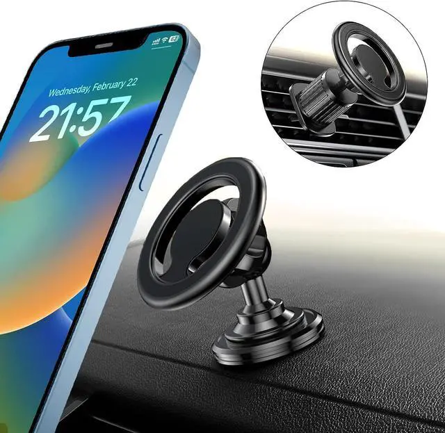 Main image of for Magsafe Car Mount for Magsafe 3 Car Mount with 2 Bases for All Vehicles [44 Strong Magnets] for Magsafe Phone Holder for Car Magesafe Mount Car for iPhone 14/13/12