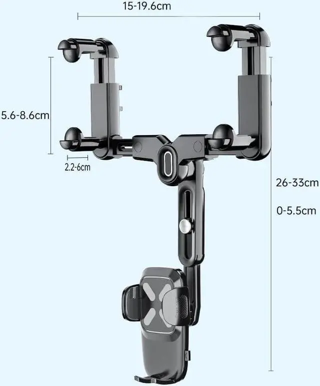 Alt view image 2 of 7 - Rearview Mirror Phone Holder for Car 360Rotatable and Retractable Car Phone Holder Multifunctional Rear View Mirror Phone Holder Four Corners Fixed Anti-Shake Design for All Mobile Phones and Car