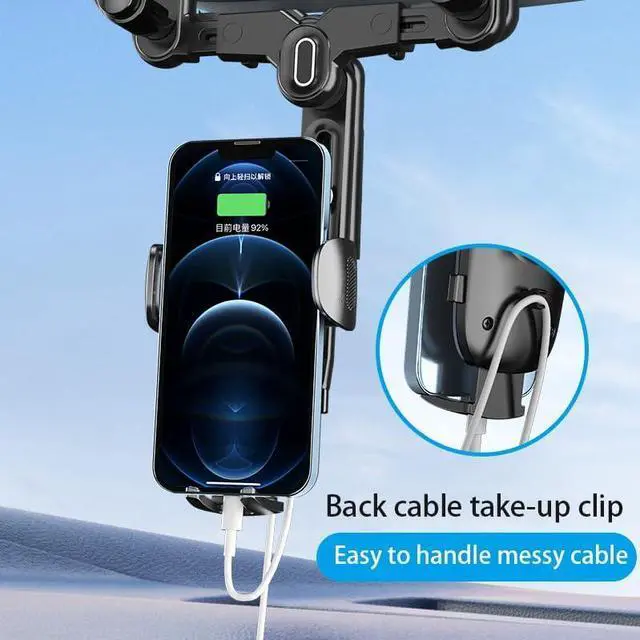 Alt view image 4 of 7 - Rearview Mirror Phone Holder for Car 360Rotatable and Retractable Car Phone Holder Multifunctional Rear View Mirror Phone Holder Four Corners Fixed Anti-Shake Design for All Mobile Phones and Car
