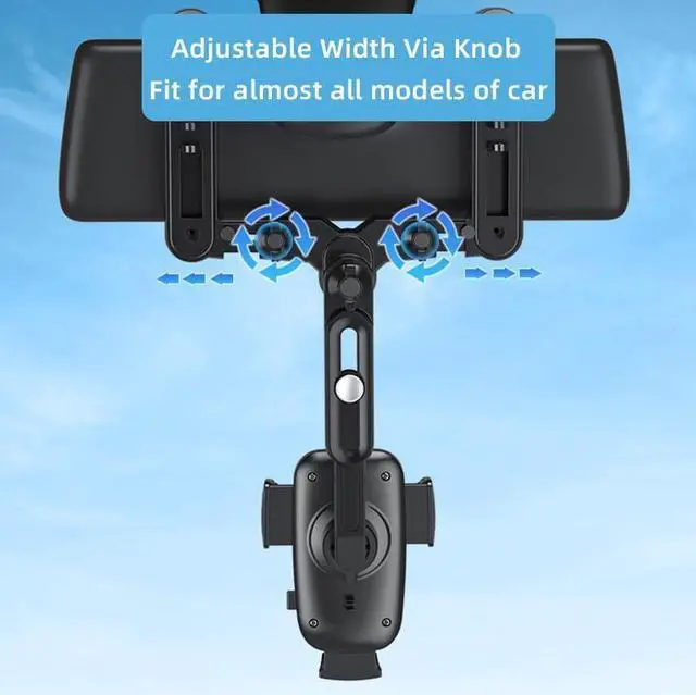Alt view image 7 of 7 - Rearview Mirror Phone Holder for Car 360Rotatable and Retractable Car Phone Holder Multifunctional Rear View Mirror Phone Holder Four Corners Fixed Anti-Shake Design for All Mobile Phones and Car