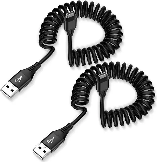 Main image of Android Auto Charger Type C Coiled USB C Cable for Car Samsung Charger Fast Charging Cord 6FT 2Pack for Samsung Galaxy A14 5G A54 S23 S22 S21 S20 S10 S9 S8 A53 A23 A13 A03S A32 Z Flip 5 4 Z Fold 5 4