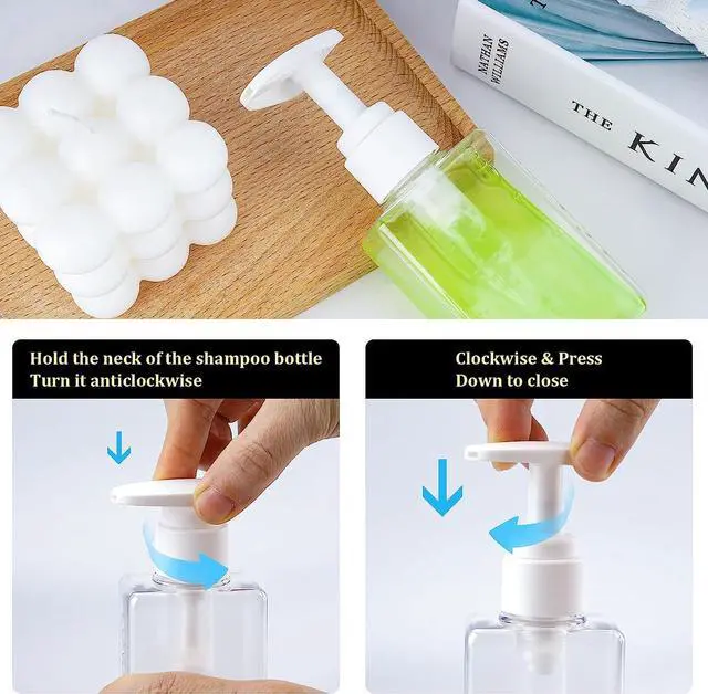 Alt view image 3 of 7 - Travel Bottles Travel Accessories Toiletries 4 Pack 3.7oz/110ml Travel Shampoo And Conditioner Bottles Empty Plastic Pump Bottle Dispenser Travel Size Bottles (4blank clear)